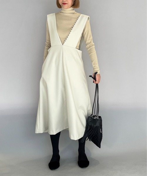 PICCIN（ピッチン）の「ワンサイドパールジャンスカ（ジャンパースカート・レディース・ブラック/アイボリー・M）」の11枚目の写真