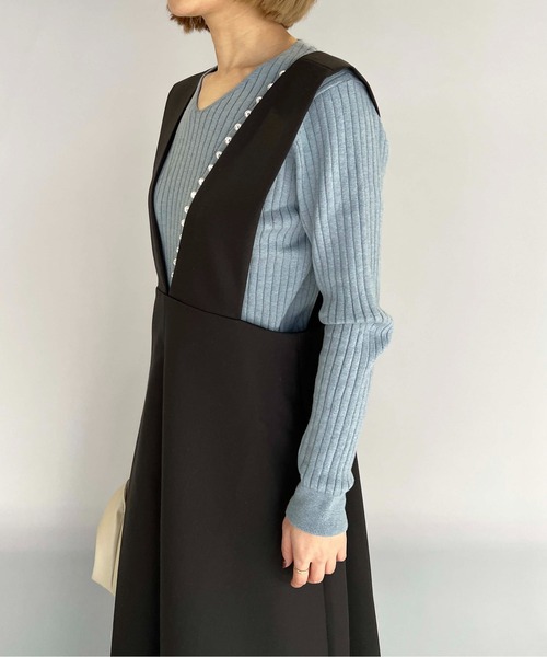 PICCIN（ピッチン）の「ワンサイドパールジャンスカ（ジャンパースカート・レディース・ブラック/アイボリー・M）」の21枚目の写真