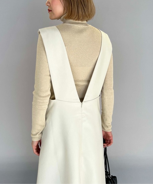 PICCIN（ピッチン）の「ワンサイドパールジャンスカ（ジャンパースカート・レディース・ブラック/アイボリー・M）」の5枚目の写真