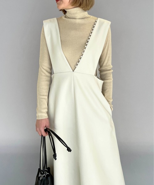 PICCIN（ピッチン）の「ワンサイドパールジャンスカ（ジャンパースカート・レディース・ブラック/アイボリー・M）」の7枚目の写真