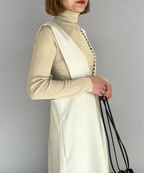 PICCIN（ピッチン）の「ワンサイドパールジャンスカ（ジャンパースカート・レディース・ブラック/アイボリー・M）」の6枚目の写真