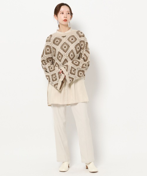 mysty woman（ミスティウーマン）の「ツイルフレアパンツ 264648（スラックス・レディース・アイボリー/ブラック/ベージュ・FREE）」の4枚目の写真