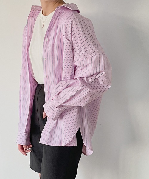 JUNOAH（ジュノア）の「ストライプシャツ（シャツ/ブラウス・レディース・イエロー/ピンク/ネイビー/ブルー・MEDIUM/LARGE）」の14枚目の写真