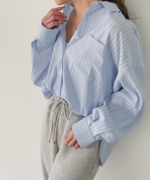 JUNOAH（ジュノア）の「ストライプシャツ（シャツ/ブラウス・レディース・イエロー/ピンク/ネイビー/ブルー・MEDIUM/LARGE）」の17枚目の写真