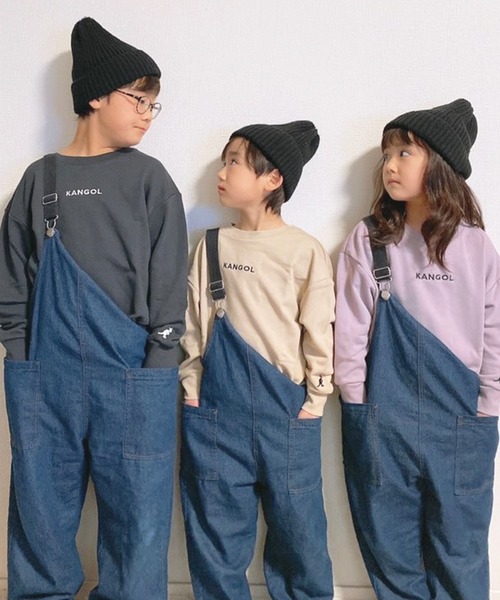 KANGOL（カンゴール）の「【KANGOL KIDS】袖ワンポイント刺繍クルーネック裏毛トレーナー（スウェット・キッズ・チャコールグレー/ベージュ/ピンク・150cm/120㎝/130㎝/140㎝）」の16枚目の写真