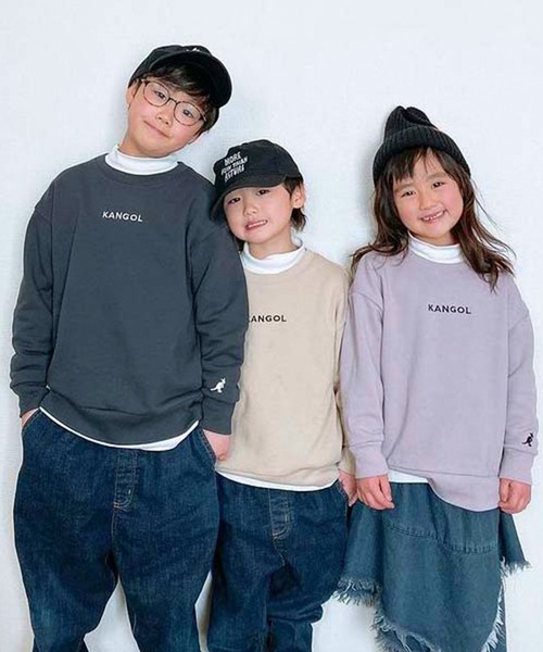 KANGOL（カンゴール）の「【KANGOL KIDS】袖ワンポイント刺繍クルーネック裏毛トレーナー（スウェット・キッズ・チャコールグレー/ベージュ/ピンク・150cm/120㎝/130㎝/140㎝）」の15枚目の写真