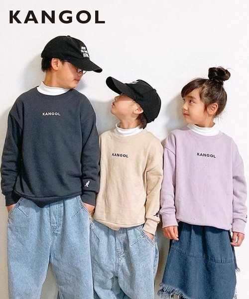 KANGOL（カンゴール）の「【KANGOL KIDS】袖ワンポイント刺繍クルーネック裏毛トレーナー（スウェット・キッズ・チャコールグレー/ベージュ/ピンク・150cm/120㎝/130㎝/140㎝）」の14枚目の写真