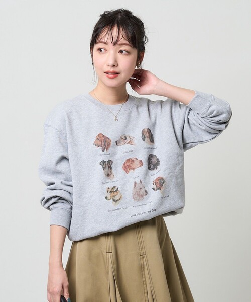 FREAK'S STORE(フリークスストア)の「9dogs Art Sweat Shirt/ドッグプリントスウェット(犬スウェット)(スウェット・レディース・ホワイト/グレー・フリ-)」の3枚目の写真