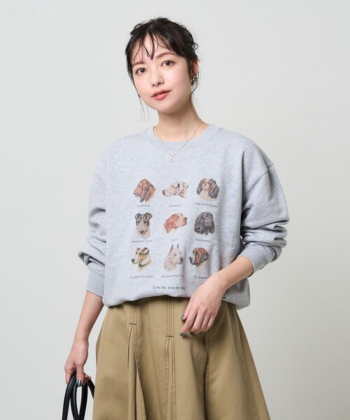 FREAK'S STORE(フリークスストア)の「9dogs Art Sweat Shirt/ドッグプリントスウェット(犬スウェット)(スウェット・レディース・ホワイト/グレー・フリ-)」の9枚目の写真