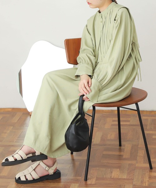 SENSE OF PLACE by URBAN RESEARCH（センスオブプレイスバイアーバンリサーチ）の「タックベストレイヤードワンピース（ワンピース・レディース・ミント/ブラック/オフホワイト・ONE）」の3枚目の写真