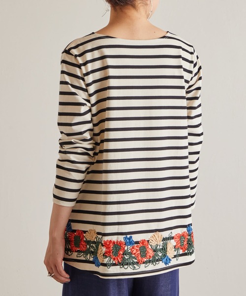 BEARDSLEY（ビアズリー）の「裾花刺繍カットソー（Tシャツ/カットソー・レディース・ホワイト/ブラック・FREE）」の11枚目の写真