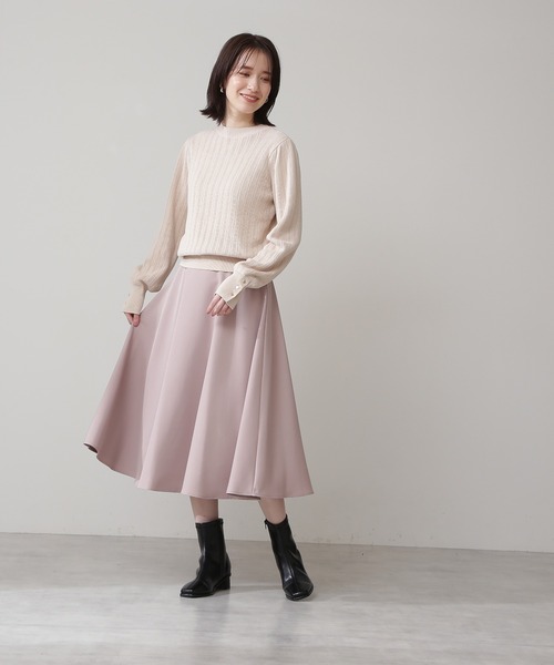 N.(N. Natural Beauty Basic)(エヌエヌナチュラルビューティーベーシック)の「◆リブボタン柄編みニット(ニット/セーター・レディース・ベージュ/ネイビー/ブルーグリーン・MEDIUM)」の5枚目の写真