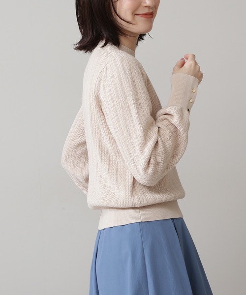 N.(N. Natural Beauty Basic)(エヌエヌナチュラルビューティーベーシック)の「◆リブボタン柄編みニット(ニット/セーター・レディース・ベージュ/ネイビー/ブルーグリーン・MEDIUM)」の11枚目の写真