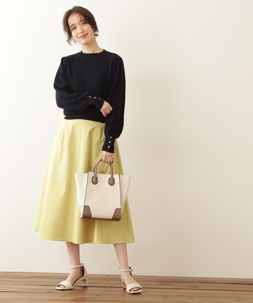 N.(N. Natural Beauty Basic)(エヌエヌナチュラルビューティーベーシック)の「◆リブボタン柄編みニット(ニット/セーター・レディース・ベージュ/ネイビー/ブルーグリーン・MEDIUM)」の7枚目の写真