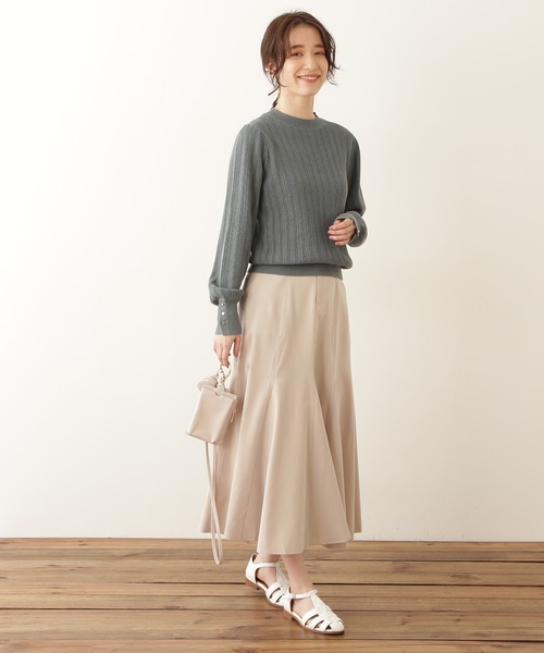 N.(N. Natural Beauty Basic)(エヌエヌナチュラルビューティーベーシック)の「◆リブボタン柄編みニット(ニット/セーター・レディース・ベージュ/ネイビー/ブルーグリーン・MEDIUM)」の9枚目の写真