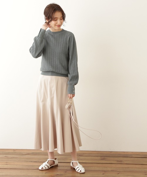 N.(N. Natural Beauty Basic)(エヌエヌナチュラルビューティーベーシック)の「◆リブボタン柄編みニット(ニット/セーター・レディース・ベージュ/ネイビー/ブルーグリーン・MEDIUM)」の10枚目の写真