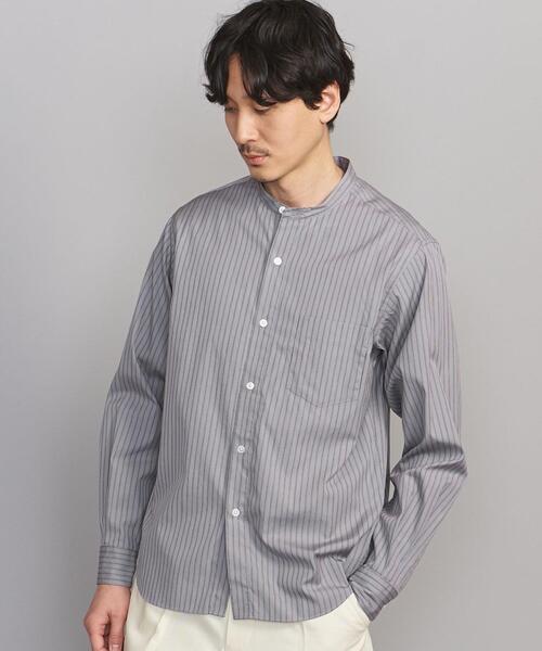 BEAUTY&YOUTH UNITED ARROWS(ビューティーアンドユースユナイテッドアローズ)の「BY 70/2 ブロード ストライプ バンドカラー シャツ(シャツ/ブラウス・メンズ・グレー/ホワイト・S/M/XL/L)」の1枚目の写真