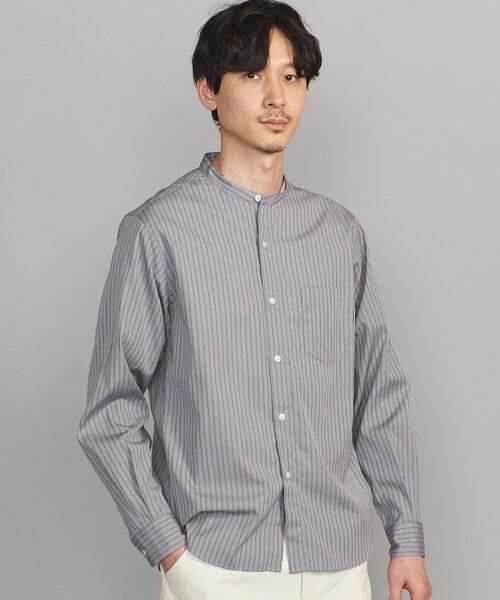 BEAUTY&YOUTH UNITED ARROWS(ビューティーアンドユースユナイテッドアローズ)の「BY 70/2 ブロード ストライプ バンドカラー シャツ(シャツ/ブラウス・メンズ・グレー/ホワイト・S/M/XL/L)」の6枚目の写真