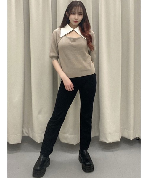 DURAS（デュラス）の「襟付きデザインニット（ニット/セーター・レディース・ブラック/ブルー/グレー系その他・FREE）」の3枚目の写真