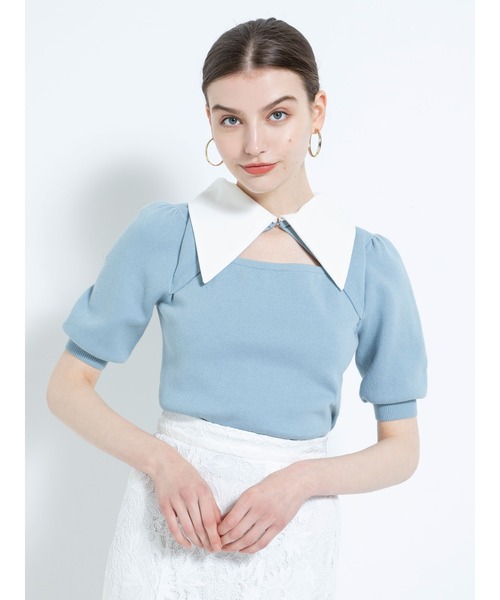 DURAS（デュラス）の「襟付きデザインニット（ニット/セーター・レディース・ブラック/ブルー/グレー系その他・FREE）」の4枚目の写真