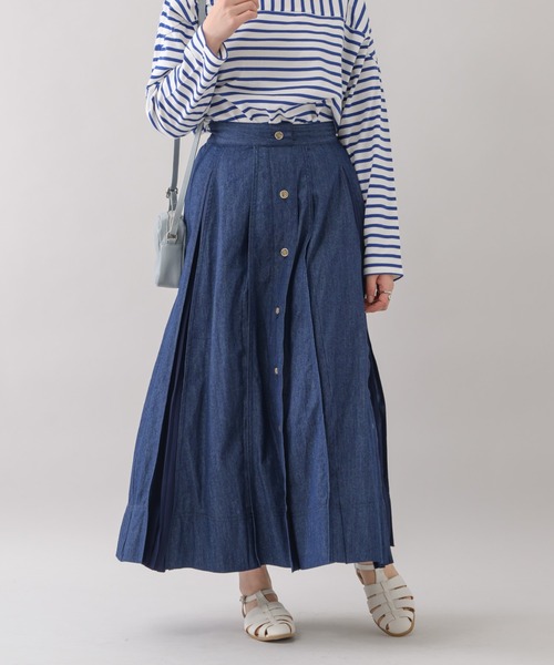Katharine Ross デニム プリーツフロントボタンデザインスカート デニムスカート Katharine Ross キャサリンロス のファッション通販 Zozotown