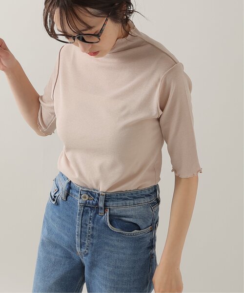 frames RAY CASSIN（フレームスレイカズン）の「シアーネット半袖ハイネック前後2WAYプルオーバー（Tシャツ/カットソー・レディース・ブラック/パープル/ピンク/グリーン/キナリ・FREE）」の5枚目の写真