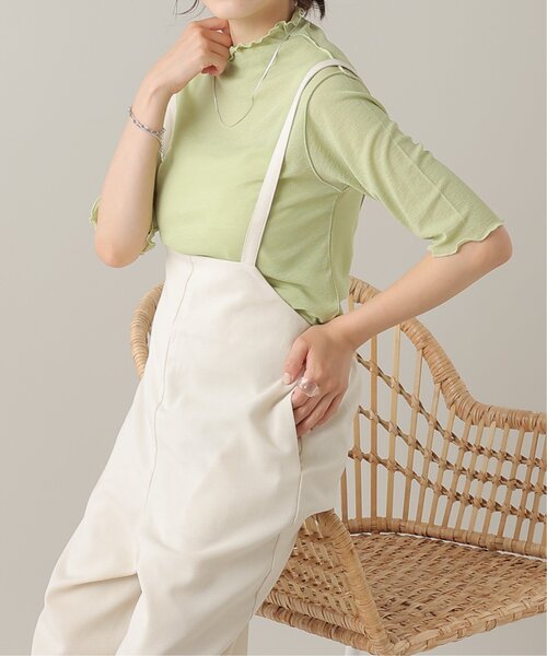 frames RAY CASSIN（フレームスレイカズン）の「シアーネット半袖ハイネック前後2WAYプルオーバー（Tシャツ/カットソー・レディース・ブラック/パープル/ピンク/グリーン/キナリ・FREE）」の4枚目の写真