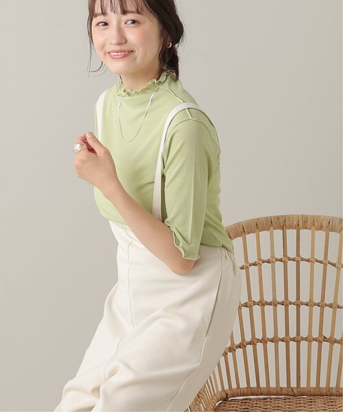 frames RAY CASSIN（フレームスレイカズン）の「シアーネット半袖ハイネック前後2WAYプルオーバー（Tシャツ/カットソー・レディース・ブラック/パープル/ピンク/グリーン/キナリ・FREE）」の10枚目の写真