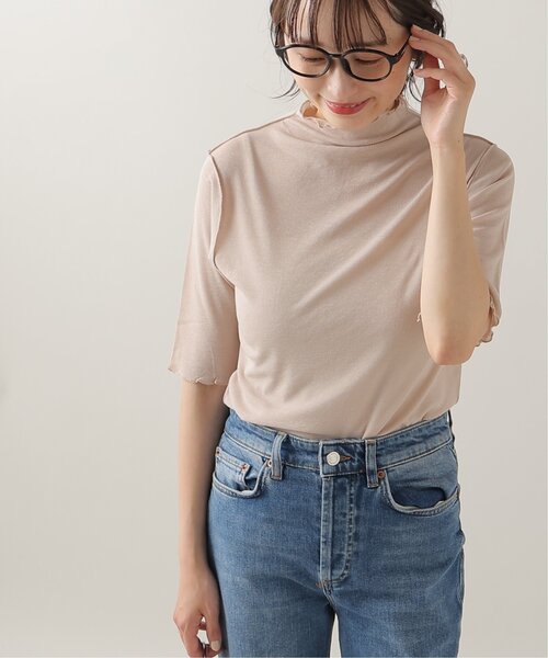 frames RAY CASSIN（フレームスレイカズン）の「シアーネット半袖ハイネック前後2WAYプルオーバー（Tシャツ/カットソー・レディース・ブラック/パープル/ピンク/グリーン/キナリ・FREE）」の14枚目の写真