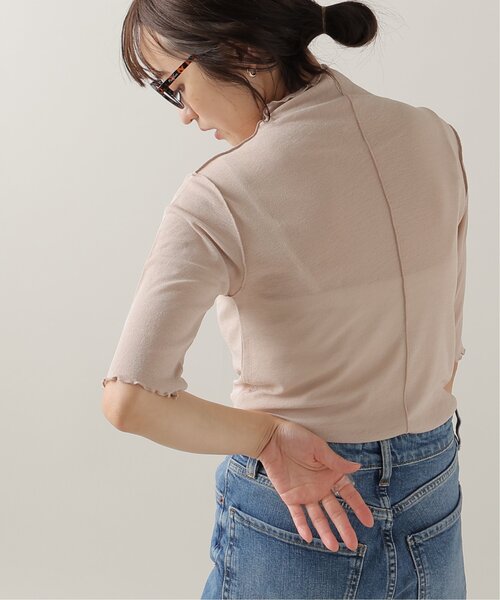 frames RAY CASSIN（フレームスレイカズン）の「シアーネット半袖ハイネック前後2WAYプルオーバー（Tシャツ/カットソー・レディース・ブラック/パープル/ピンク/グリーン/キナリ・FREE）」の15枚目の写真