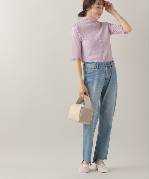 frames RAY CASSIN（フレームスレイカズン）の「シアーネット半袖ハイネック前後2WAYプルオーバー（Tシャツ/カットソー・レディース・ブラック/パープル/ピンク/グリーン/キナリ・FREE）」の20枚目の写真