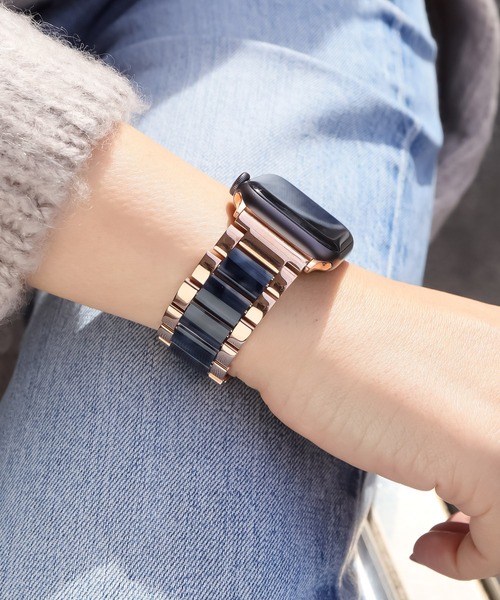 Urban Coral(アーバンコーラル)の「Apple Watch Band / アップルウォッチ バンド ステンレス×マーブルキャンディー / Urban Coral(デジタル腕時計・レディース・ブラウン系その他/ホワイト系その他/ネイビー/ピンク系その他/ホワイト系その他2/ネイビー系2/ピンク系その他2/ブラウン系その他2・40mm/44mm)」の5枚目の写真