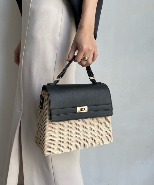 未使用 MARCHER BOX カゴバッグ ショルダー 　ラタン 新品 ZARA バッグ ボックス型 かごバッグ ラタン ショルダー