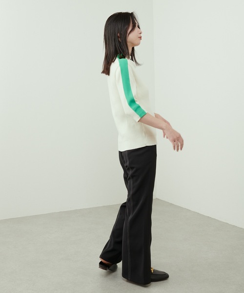 Lui's（ルイス）の「スリーブ配色ラインニット（ニット/セーター・レディース・グレー/ブラック/アイボリー・FREE）」の5枚目の写真