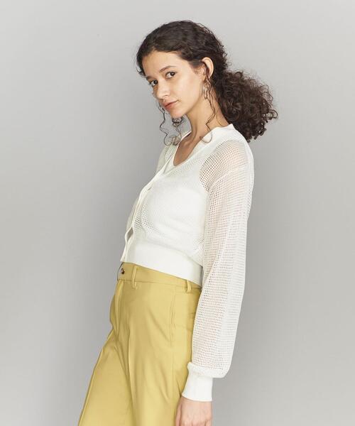 BEAUTY&YOUTH UNITED ARROWS（ビューティーアンドユースユナイテッドアローズ）の「BY メッシュVネック カーディガン -ウォッシャブル-（カーディガン/ボレロ・レディース・ホワイト/ケリー/ブラック・FREE）」の18枚目の写真