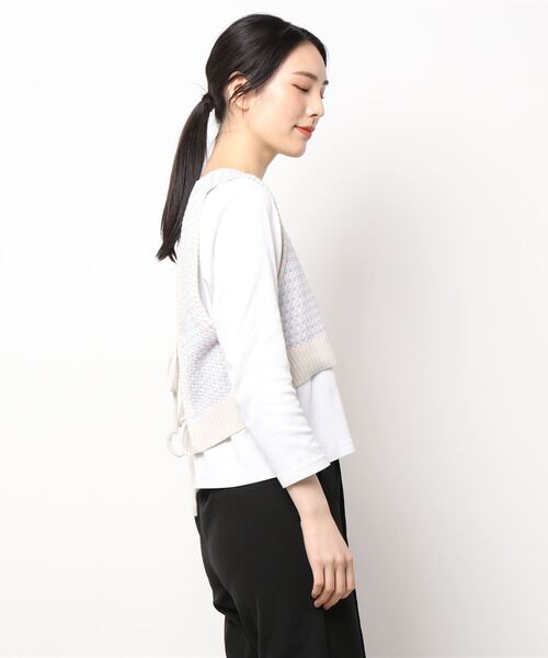 ehka sopo(エヘカソポ)の「柄編み前後着ニットビスチェ(ニット/セーター・レディース・ブラック/ベージュ/サックスブルー/グリーン・フリ-)」の12枚目の写真