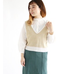 ehka sopo | 柄編み前後着ニットビスチェ(ニット/セーター)