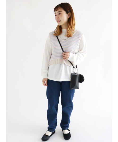 ehka sopo(エヘカソポ)の「柄編み前後着ニットビスチェ(ニット/セーター・レディース・ブラック/ベージュ/サックスブルー/グリーン・フリ-)」の11枚目の写真