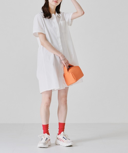 acro（アクロ）の「■■パッチポケット付きタック入りオーバーサイズシャツワンピース/AC1379（シャツワンピース・レディース・ホワイト/ベージュ・ﾌﾘ-）」の18枚目の写真