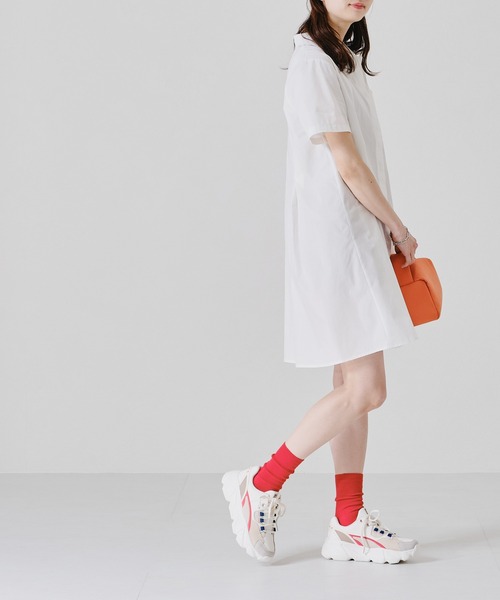 acro（アクロ）の「■■パッチポケット付きタック入りオーバーサイズシャツワンピース/AC1379（シャツワンピース・レディース・ホワイト/ベージュ・ﾌﾘ-）」の20枚目の写真