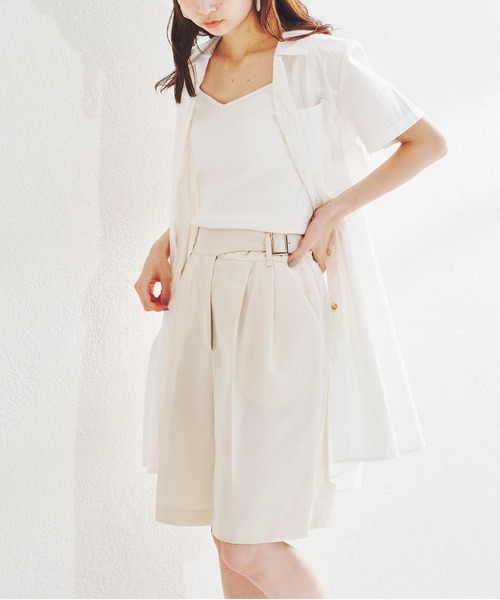 acro（アクロ）の「■■パッチポケット付きタック入りオーバーサイズシャツワンピース/AC1379（シャツワンピース・レディース・ホワイト/ベージュ・ﾌﾘ-）」の3枚目の写真