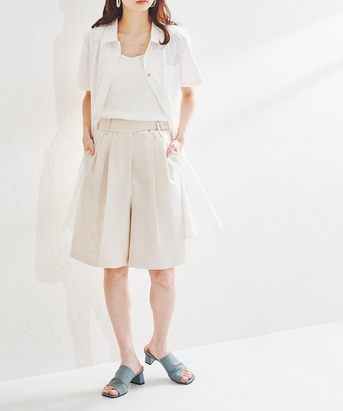 acro（アクロ）の「■■パッチポケット付きタック入りオーバーサイズシャツワンピース/AC1379（シャツワンピース・レディース・ホワイト/ベージュ・ﾌﾘ-）」の4枚目の写真