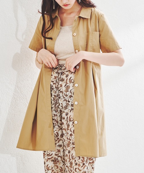 acro（アクロ）の「■■パッチポケット付きタック入りオーバーサイズシャツワンピース/AC1379（シャツワンピース・レディース・ホワイト/ベージュ・ﾌﾘ-）」の13枚目の写真