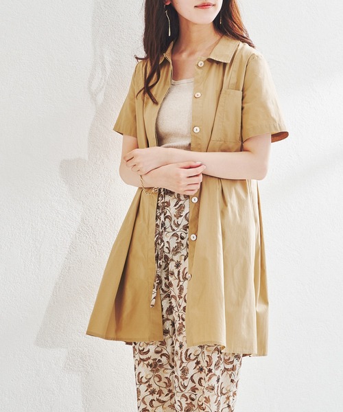 acro（アクロ）の「■■パッチポケット付きタック入りオーバーサイズシャツワンピース/AC1379（シャツワンピース・レディース・ホワイト/ベージュ・ﾌﾘ-）」の15枚目の写真