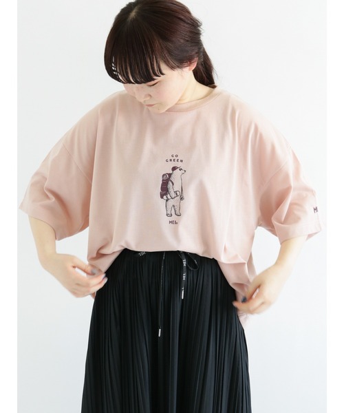 Samansa Mos2(サマンサ モスモス)の「【MEI×SamansaMos2】メッシュポーチ付プリントTシャツ(Tシャツ/カットソー・レディース・オフホワイト/サックスブルー/ピンク/マスタード・フリ-)」の4枚目の写真