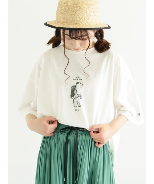 Samansa Mos2(サマンサ モスモス)の「【MEI×SamansaMos2】メッシュポーチ付プリントTシャツ(Tシャツ/カットソー・レディース・オフホワイト/サックスブルー/ピンク/マスタード・フリ-)」の9枚目の写真