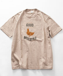 【BARNS OUTFITTERS】別注 吊り編みTシャツ GOOD MORNING ニワトリ