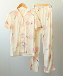 チャモッパ（チャモッパ）の「【韓国風】ピーチ柄半袖シャツパジャマセット【チャモッパ】（ルームウェア/パジャマ・レディース）」