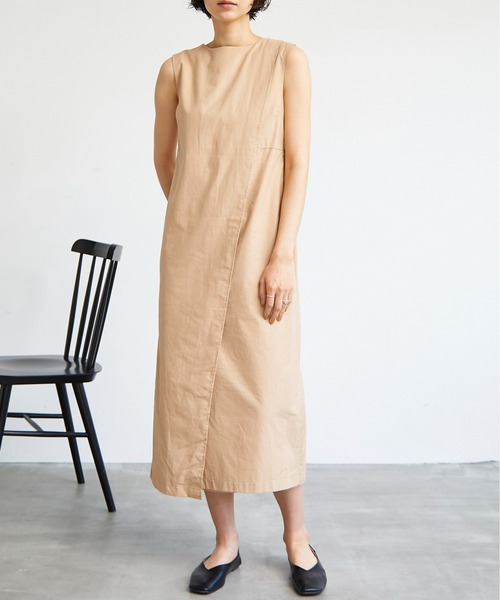 ECRIRE（エクリール）の「【haushinkaコラボ】リネンライク２WAYロングワンピース（ワンピース・レディース・ブラック/ブラウン/ベージュ/ライトグリーン・M/L）」の3枚目の写真