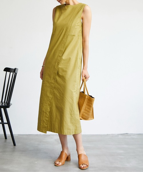 ECRIRE（エクリール）の「【haushinkaコラボ】リネンライク２WAYロングワンピース（ワンピース・レディース・ブラック/ブラウン/ベージュ/ライトグリーン・M/L）」の4枚目の写真